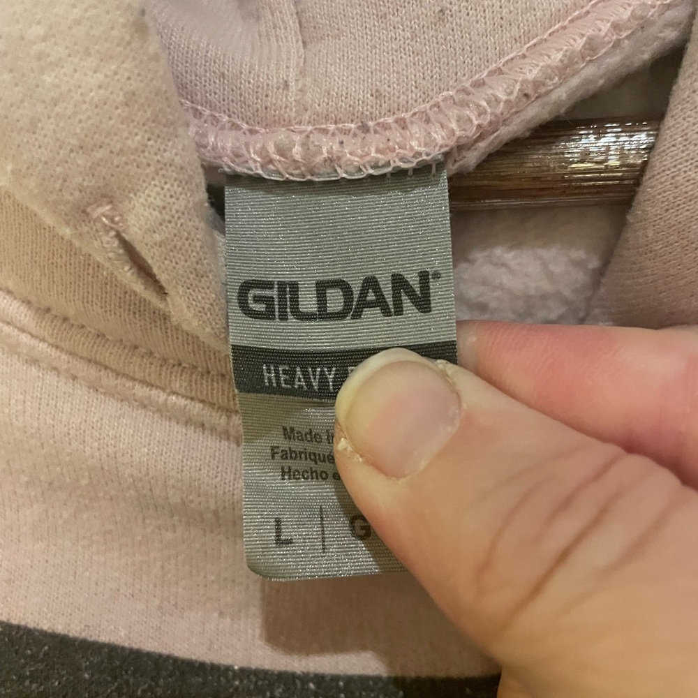Gilden Women’s pink rose, long sleeve sweatshirt hoodie- Large - Picture 4 of 5